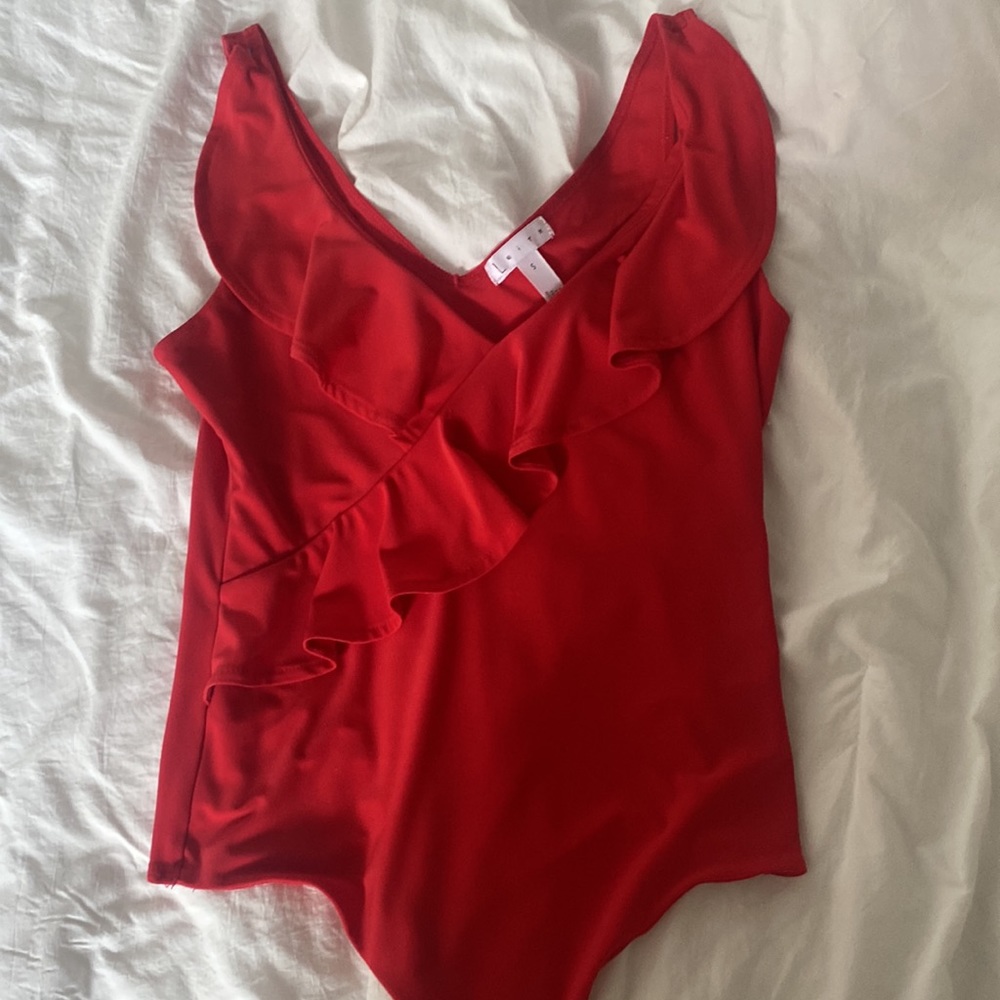 Leith Red ruffle bodysuit